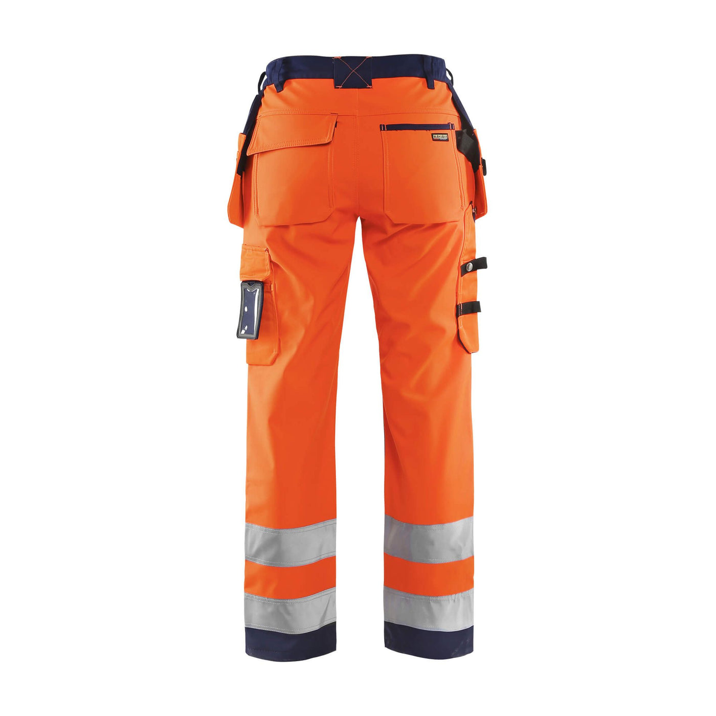 Blaklader 71672517 Hi-Vis Softshell Trousers Orange/Navy Blue Rear #colour_orange-navy-blue
