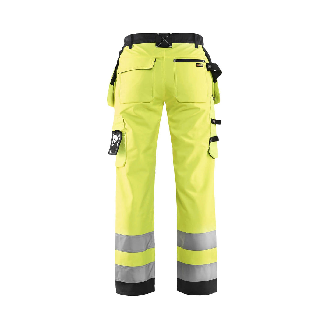 Blaklader 71672517 Hi-Vis Softshell Trousers Yellow/Black Rear #colour_yellow-black