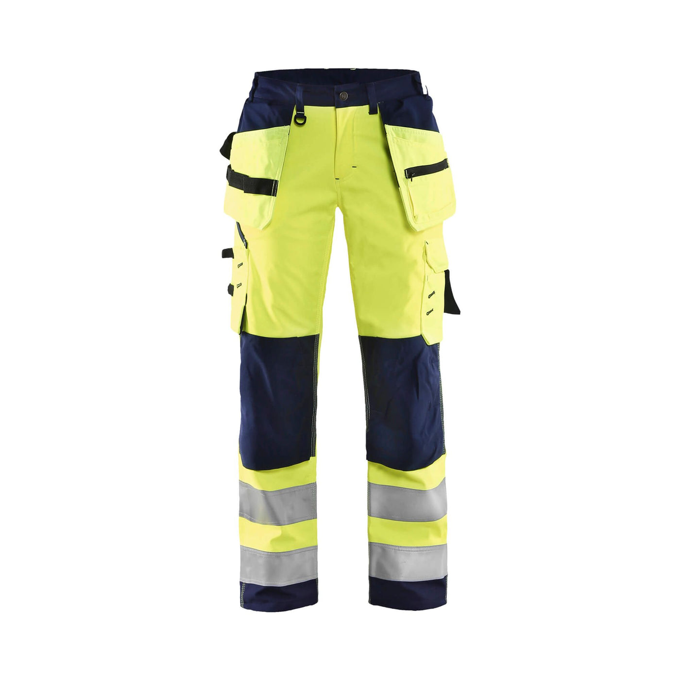 Blaklader 71672517 Hi-Vis Softshell Trousers Yellow/Navy Blue Main #colour_yellow-navy-blue