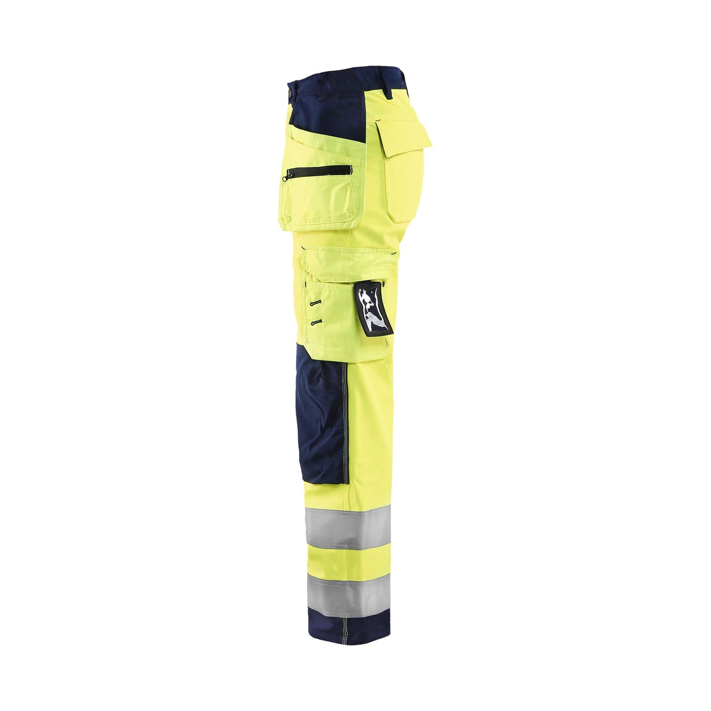 Blaklader 71672517 Hi-Vis Softshell Trousers Yellow/Navy Blue Left #colour_yellow-navy-blue