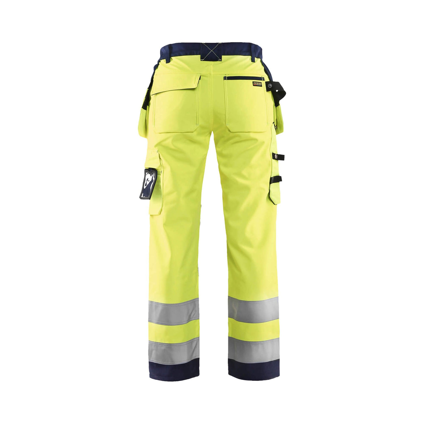 Blaklader 71672517 Hi-Vis Softshell Trousers Yellow/Navy Blue Rear #colour_yellow-navy-blue