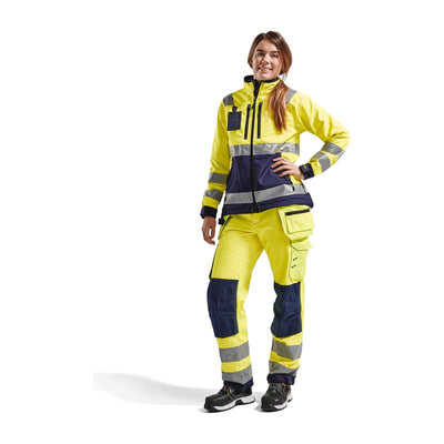 Blaklader 71672517 Hi-Vis Softshell Trousers Womens Yellow/Navy Blue Model#colour_Yellow-Navy-Blue