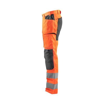 Blaklader 15521811 Hi-Vis Stretch Trousers Hi-Vis Orange/Mid Grey Left #colour_hi-vis-orange-mid-grey