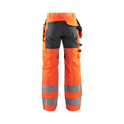Blaklader 15521811 Hi-Vis Stretch Trousers Hi-Vis Orange/Mid Grey Rear #colour_hi-vis-orange-mid-grey