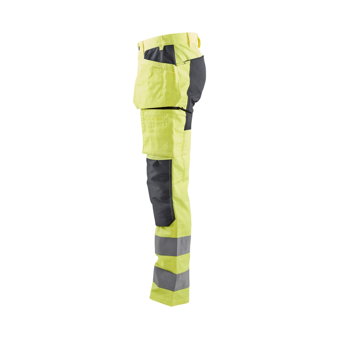 Blaklader 15521811 Hi-Vis Stretch Trousers Hi-Vis Yellow/Mid Grey Left #colour_hi-vis-yellow-mid-grey