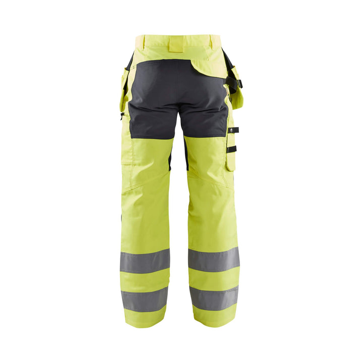 Blaklader 15521811 Hi-Vis Stretch Trousers Hi-Vis Yellow/Mid Grey Rear #colour_hi-vis-yellow-mid-grey