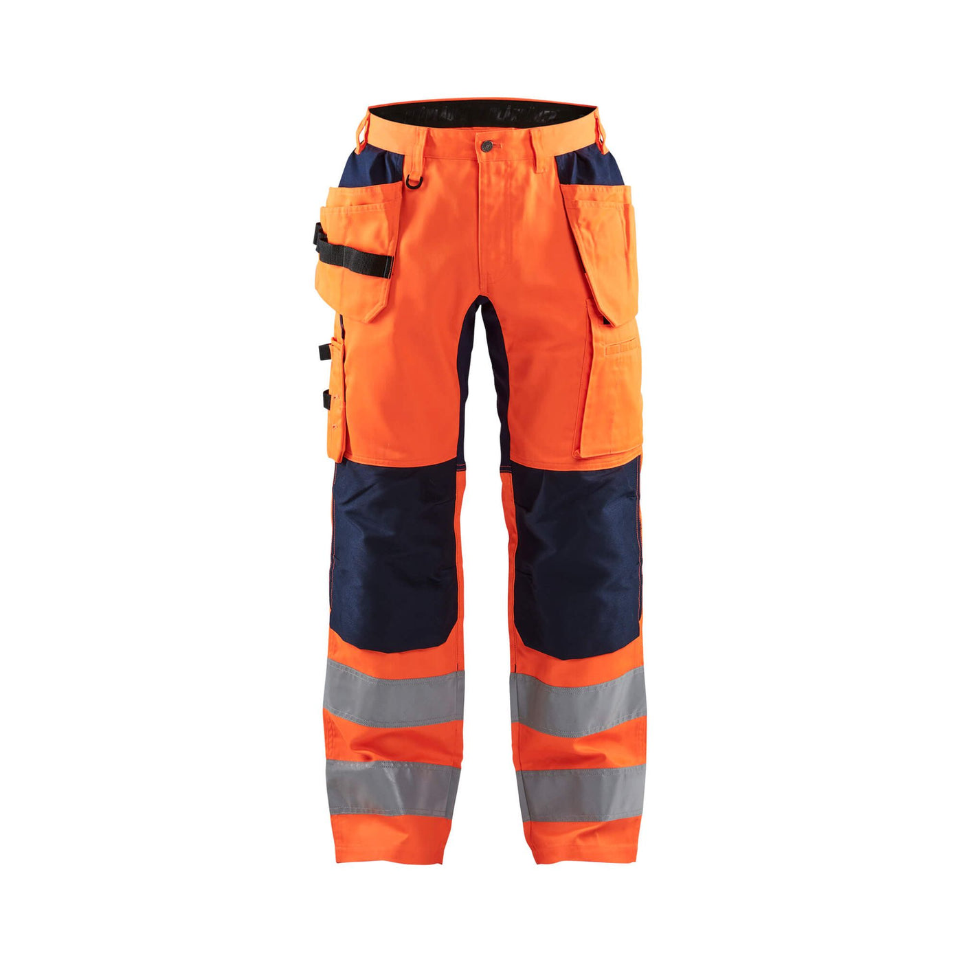 Blaklader 15521811 Hi-Vis Stretch Trousers Orange/Navy Blue Main #colour_orange-navy-blue