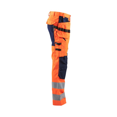 Blaklader 15521811 Hi-Vis Stretch Trousers Orange/Navy Blue Right #colour_orange-navy-blue