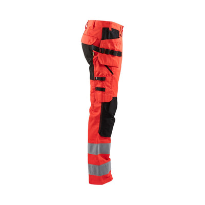 Blaklader 15521811 Hi-Vis Stretch Trousers Red/Black Right #colour_red-black