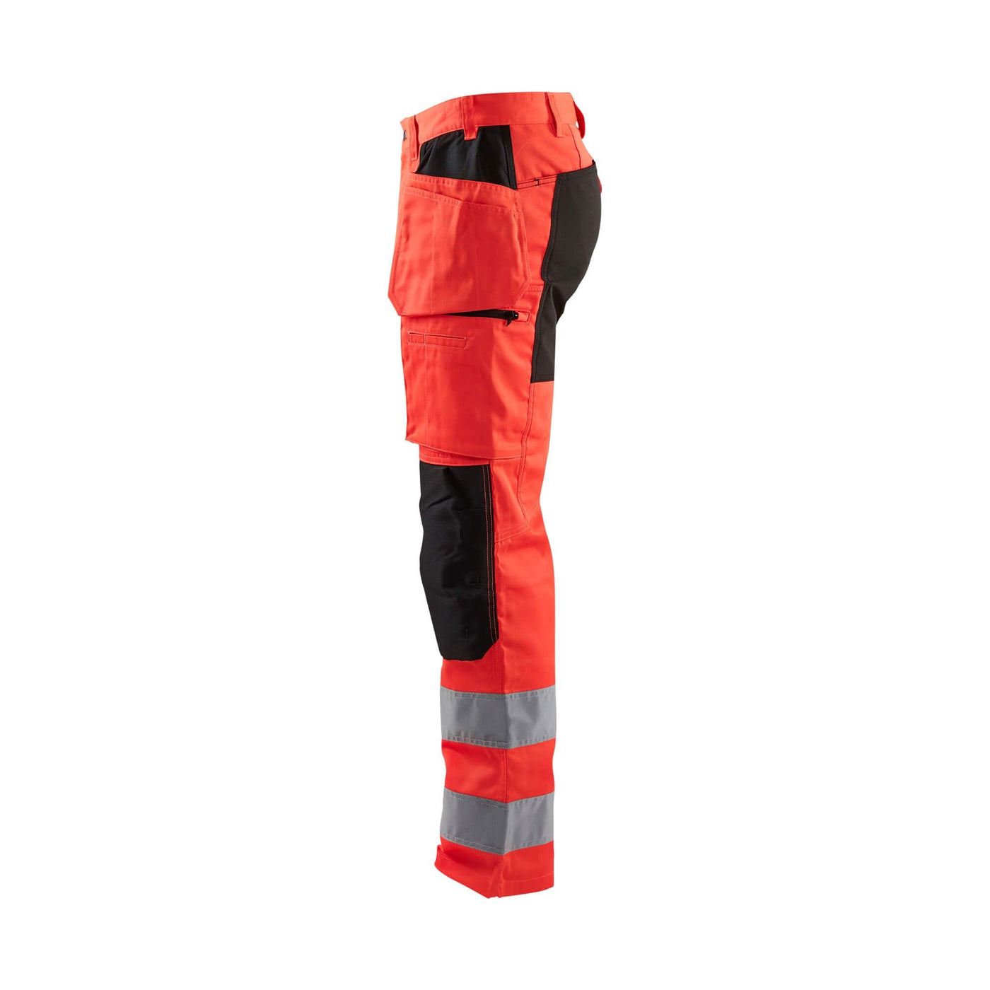 Blaklader 15521811 Hi-Vis Stretch Trousers Red/Black Left #colour_red-black