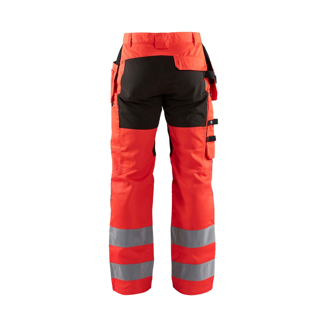 Blaklader 15521811 Hi-Vis Stretch Trousers Red/Black Rear #colour_red-black