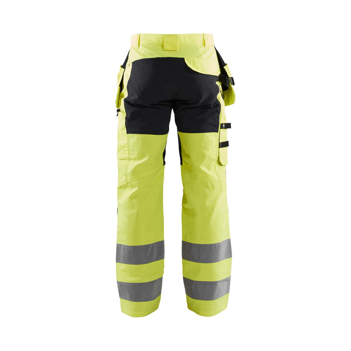 Blaklader 15521811 Hi-Vis Stretch Trousers Yellow/Black Rear #colour_yellow-black