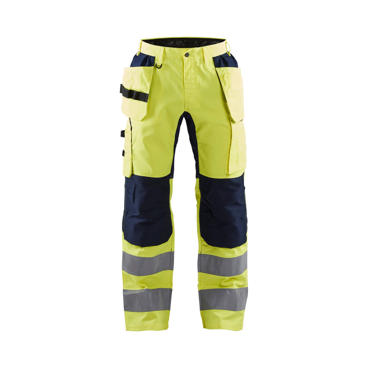 Blaklader 15521811 Hi-Vis Stretch Trousers Yellow/Navy Blue Main #colour_yellow-navy-blue