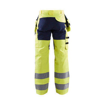 Blaklader 15521811 Hi-Vis Stretch Trousers Yellow/Navy Blue Rear #colour_yellow-navy-blue