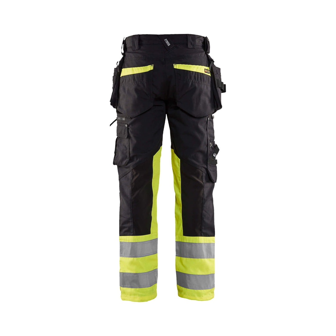 Blaklader 19941330 Hi-Vis Stretch Trousers Black/Hi-Vis Yellow Rear #colour_black-yellow