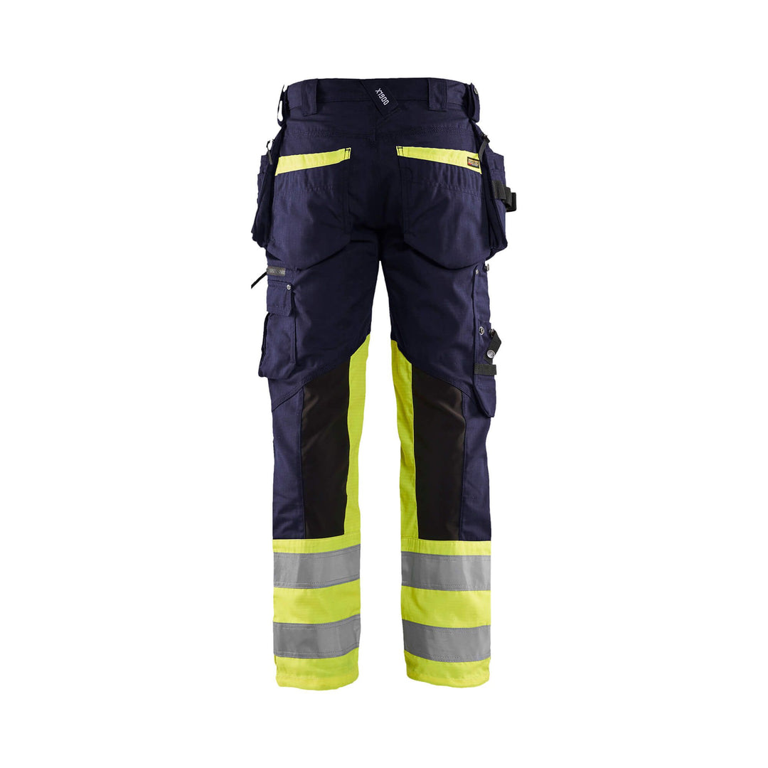 Blaklader 19941330 Hi-Vis Stretch Trousers Navy Blue/Hi-Vis Yellow Rear #colour_navy-blue-yellow