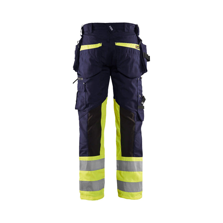 Blaklader 19941330 Hi-Vis Stretch Trousers Navy Blue/Hi-Vis Yellow Rear #colour_navy-blue-yellow