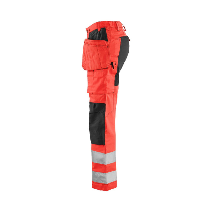 Blaklader 71631811 Hi-Vis Stretch Trousers Red/Black Left #colour_red-black