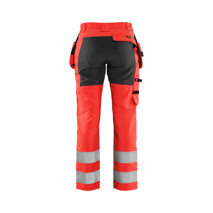 Blaklader 71631811 Hi-Vis Stretch Trousers Red/Black Rear #colour_red-black