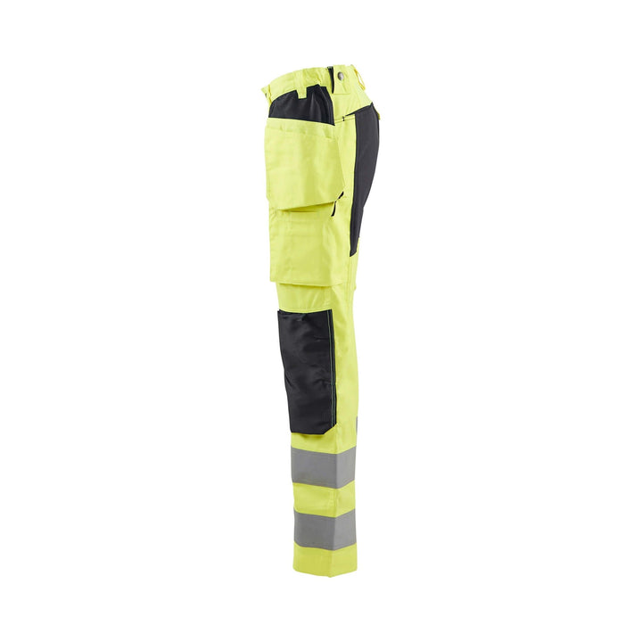 Blaklader 71631811 Hi-Vis Stretch Trousers Yellow/Black Left #colour_yellow-black