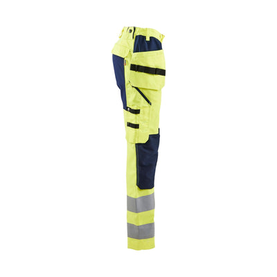 Blaklader 71631811 Hi-Vis Stretch Trousers Yellow/Navy Blue Right #colour_yellow-navy-blue