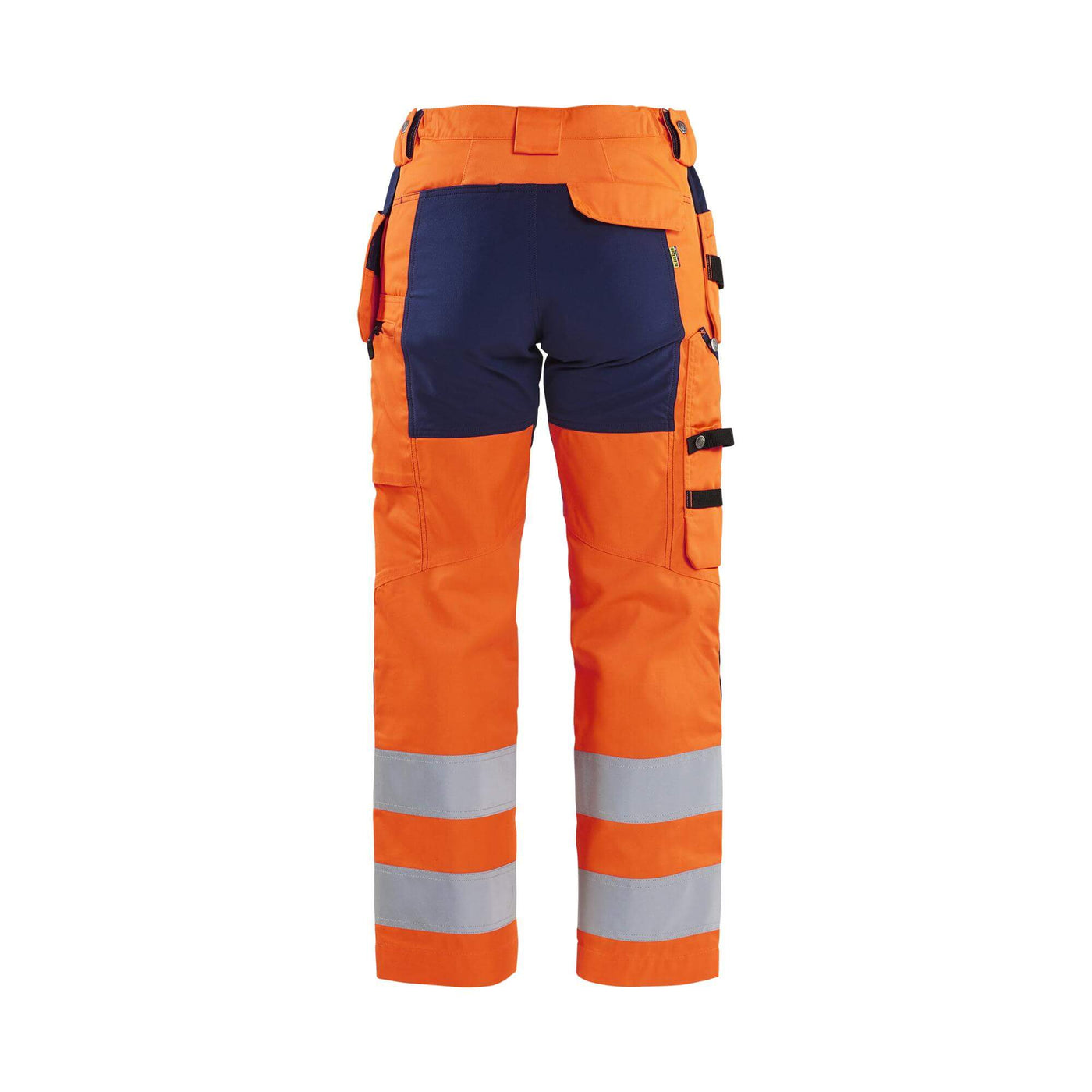 Blaklader 71631811 Hi-Vis Stretch Trousers Orange/Navy Blue Rear #colour_orange-navy-blue