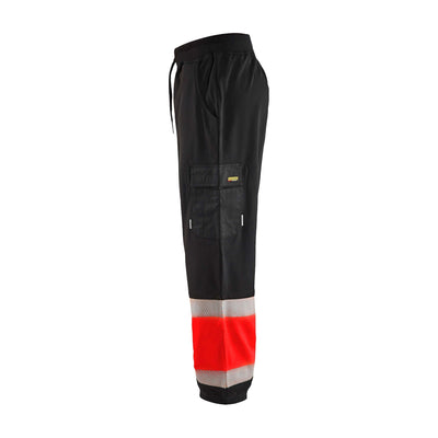 Blaklader 15492526 Hi-Vis Sweat pants Black/Red Left #colour_black-red