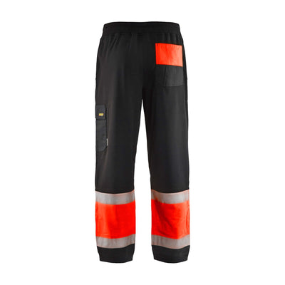 Blaklader 15492526 Hi-Vis Sweat pants Black/Red Rear #colour_black-red
