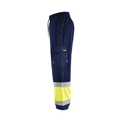 Blaklader 15492526 Hi-Vis Sweat pants Navy Blue/Hi-Vis Yellow Left #colour_navy-blue-yellow