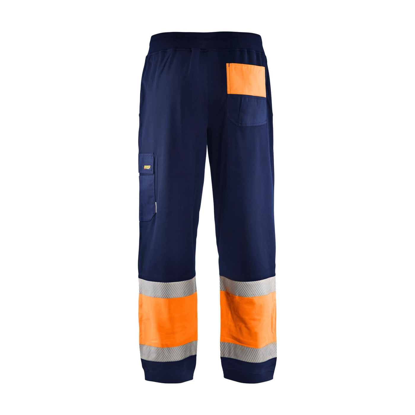 Blaklader 15492526 Hi-Vis Sweat pants Navy Blue/Orange Rear #colour_navy-blue-orange
