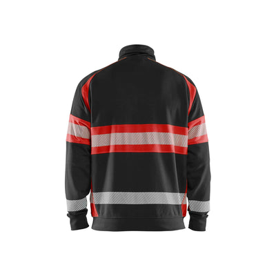 Blaklader 35511158 Hi-Vis Sweater Black/Red Rear #colour_black-red