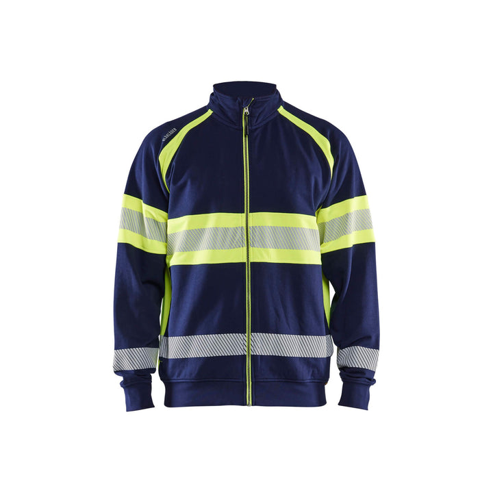 Blaklader 35511158 Hi-Vis Sweater Navy Blue/Hi-Vis Yellow Main #colour_navy-blue-hi-vis-yellow