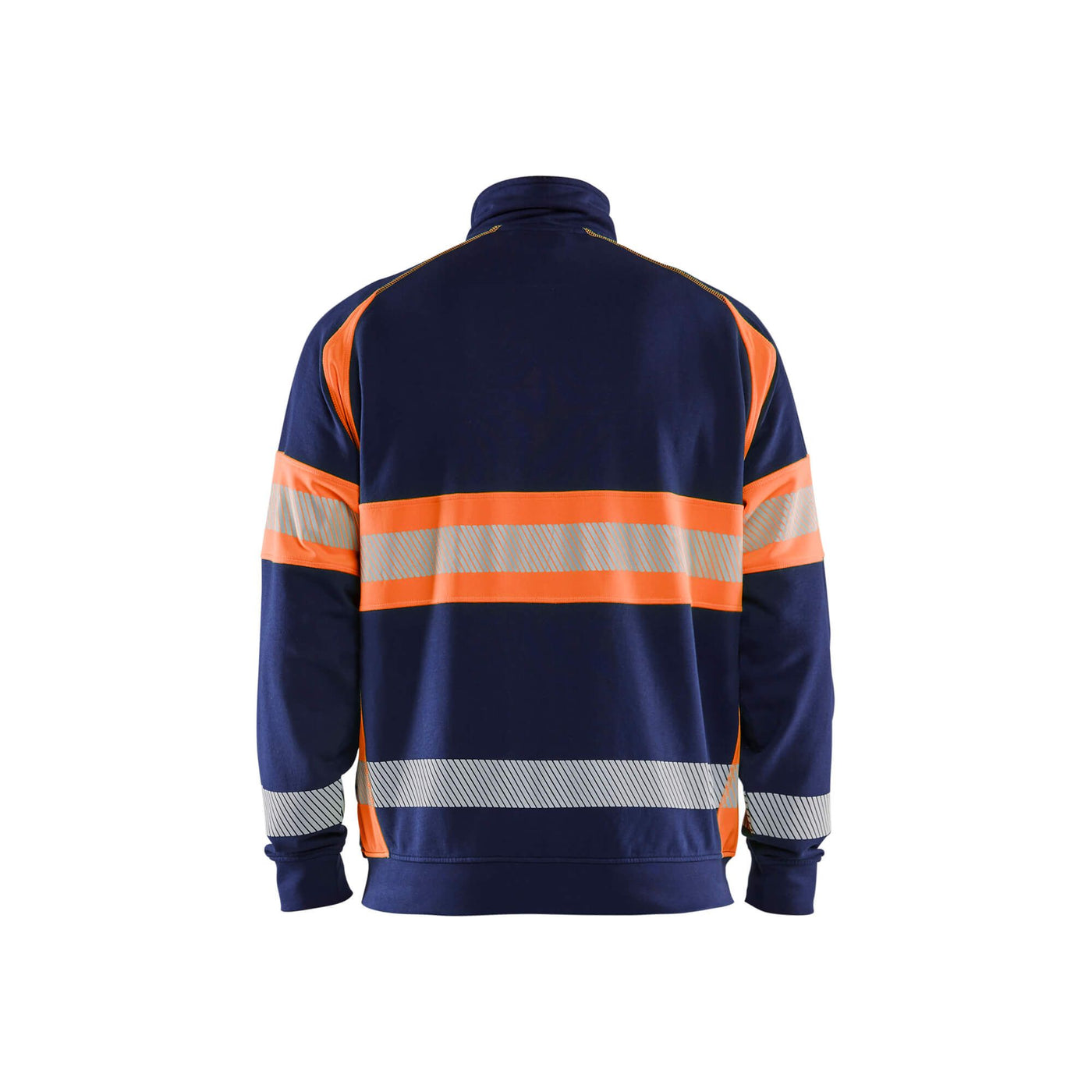 Blaklader 35511158 Hi-Vis Sweater Navy Blue/Orange Rear #colour_navy-blue-orange