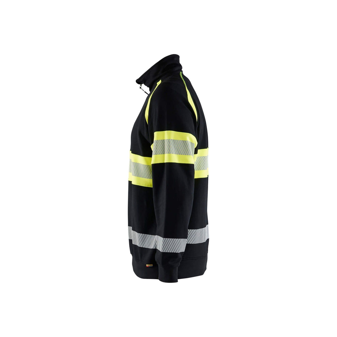 Blaklader 35531158 Hi-Vis Sweater Black/Hi-Vis Yellow Left #colour_black-hi-vis-yellow