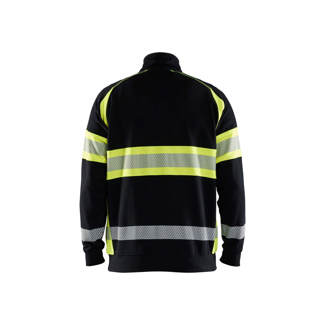 Blaklader 35531158 Hi-Vis Sweater Black/Hi-Vis Yellow Rear #colour_black-hi-vis-yellow