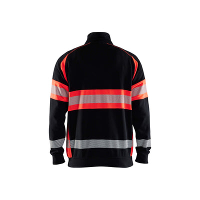Blaklader 35531158 Hi-Vis Sweater Black/Red Rear #colour_black-red
