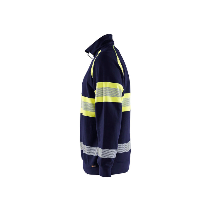 Blaklader 35531158 Hi-Vis Sweater Navy Blue/Hi-Vis Yellow Left #colour_navy-blue-hi-vis-yellow