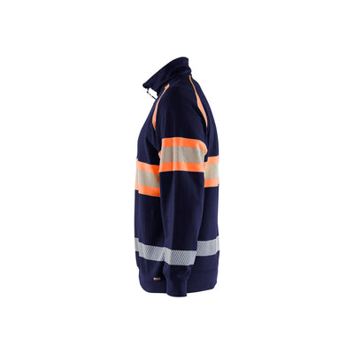 Blaklader 35531158 Hi-Vis Sweater Navy Blue/Orange Left #colour_navy-blue-orange