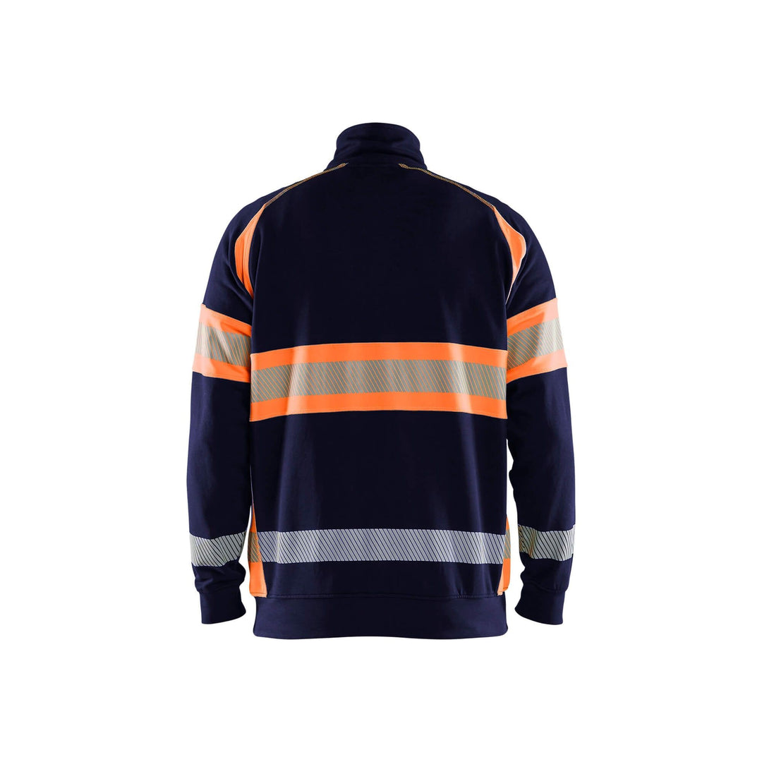 Blaklader 35531158 Hi-Vis Sweater Navy Blue/Orange Rear #colour_navy-blue-orange