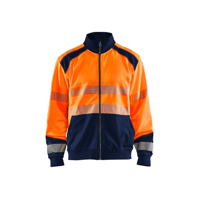 Blaklader 35582528 Hi-Vis Sweatshirt Full-Zip Orange/Navy Blue Main #colour_orange-navy-blue
