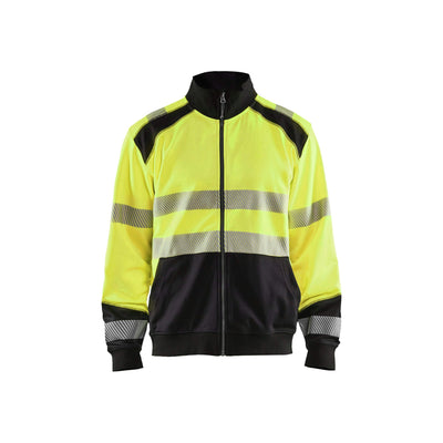 Blaklader 35582528 Hi-Vis Sweatshirt Full-Zip Yellow/Black Main #colour_yellow-black