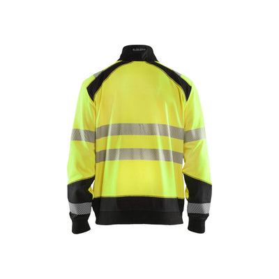 Blaklader 35582528 Hi-Vis Sweatshirt Full-Zip Yellow/Black Rear #colour_yellow-black