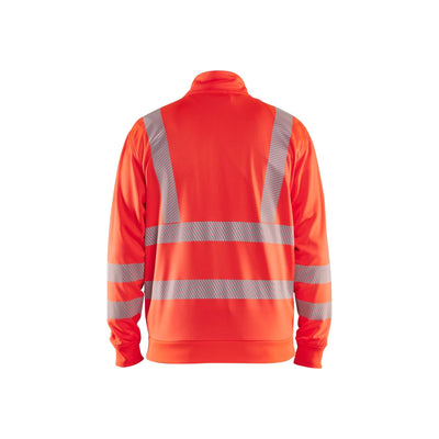 Blaklader 35632538 Hi-Vis Sweatshirt Full-Zip Hi-Vis Red Rear #colour_hi-vis-red