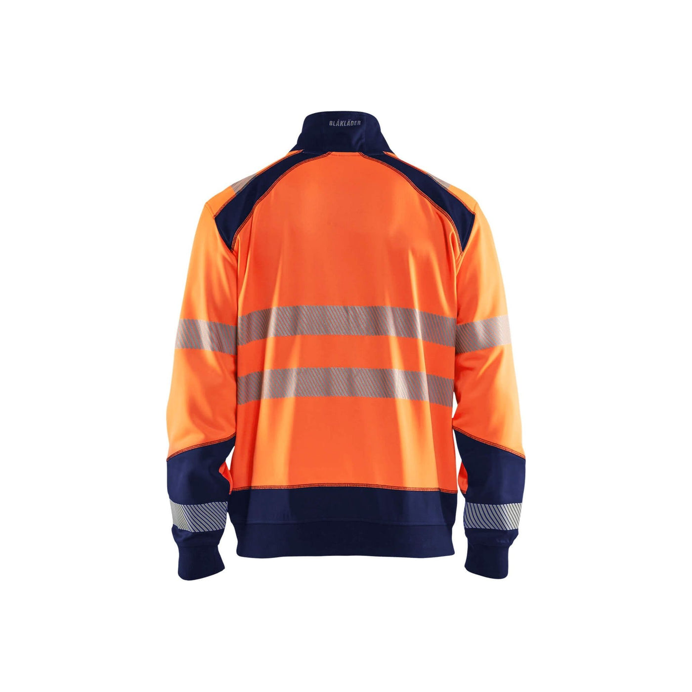 Blaklader 35562528 Hi-Vis Sweatshirt Half-Zip Orange/Navy Blue Rear #colour_orange-navy-blue