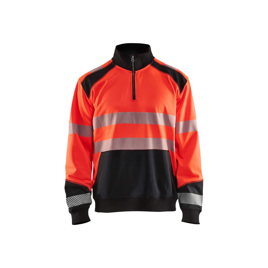 Blaklader 35562528 Hi-Vis Sweatshirt Half-Zip Red/Black Main #colour_red-black