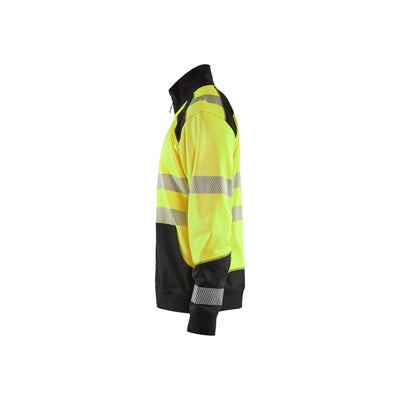 Blaklader 35562528 Hi-Vis Sweatshirt Half-Zip Yellow/Black Left #colour_yellow-black