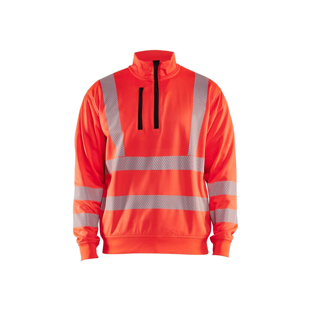 Blaklader 35642538 Hi-Vis Sweatshirt Half-Zip Hi-Vis Red Main #colour_hi-vis-red