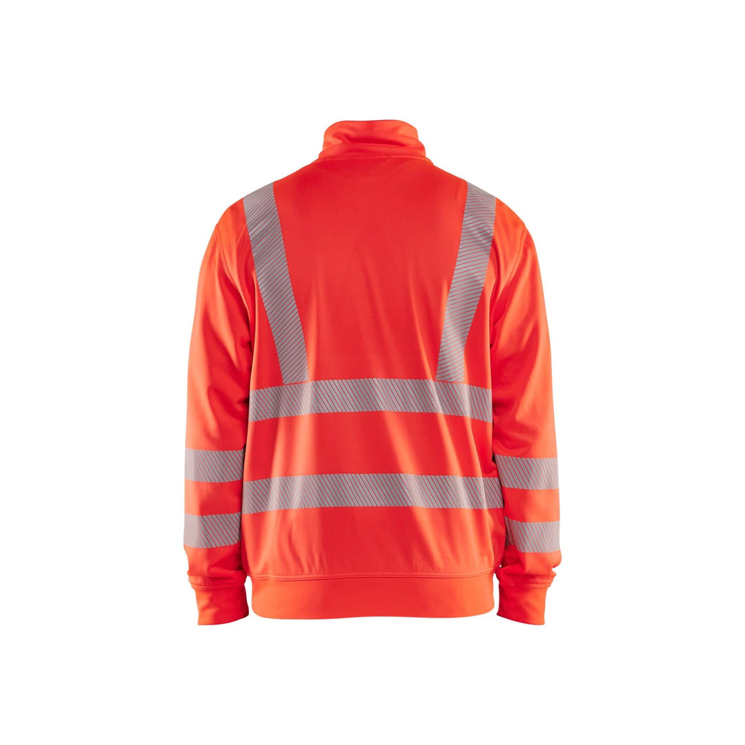 Blaklader 35642538 Hi-Vis Sweatshirt Half-Zip Hi-Vis Red Rear #colour_hi-vis-red