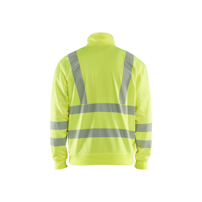 Blaklader 35642538 Hi-Vis Sweatshirt Half-Zip Hi-Vis Yellow Rear #colour_hi-vis-yellow