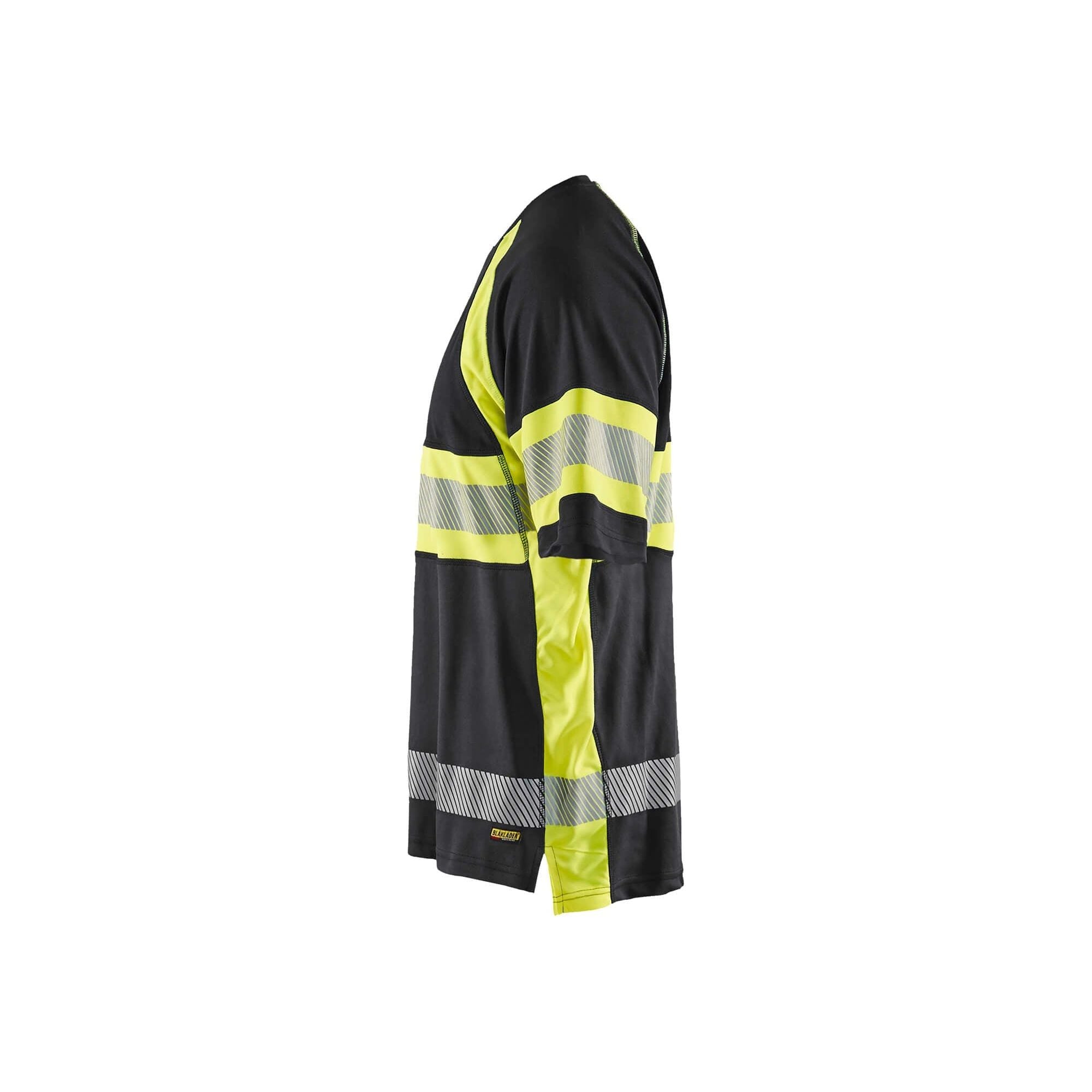 Blaklader 33371051 Hi-Vis T-Shirt UV-Protection Black/Hi-Vis Yellow Left #colour_black-yellow